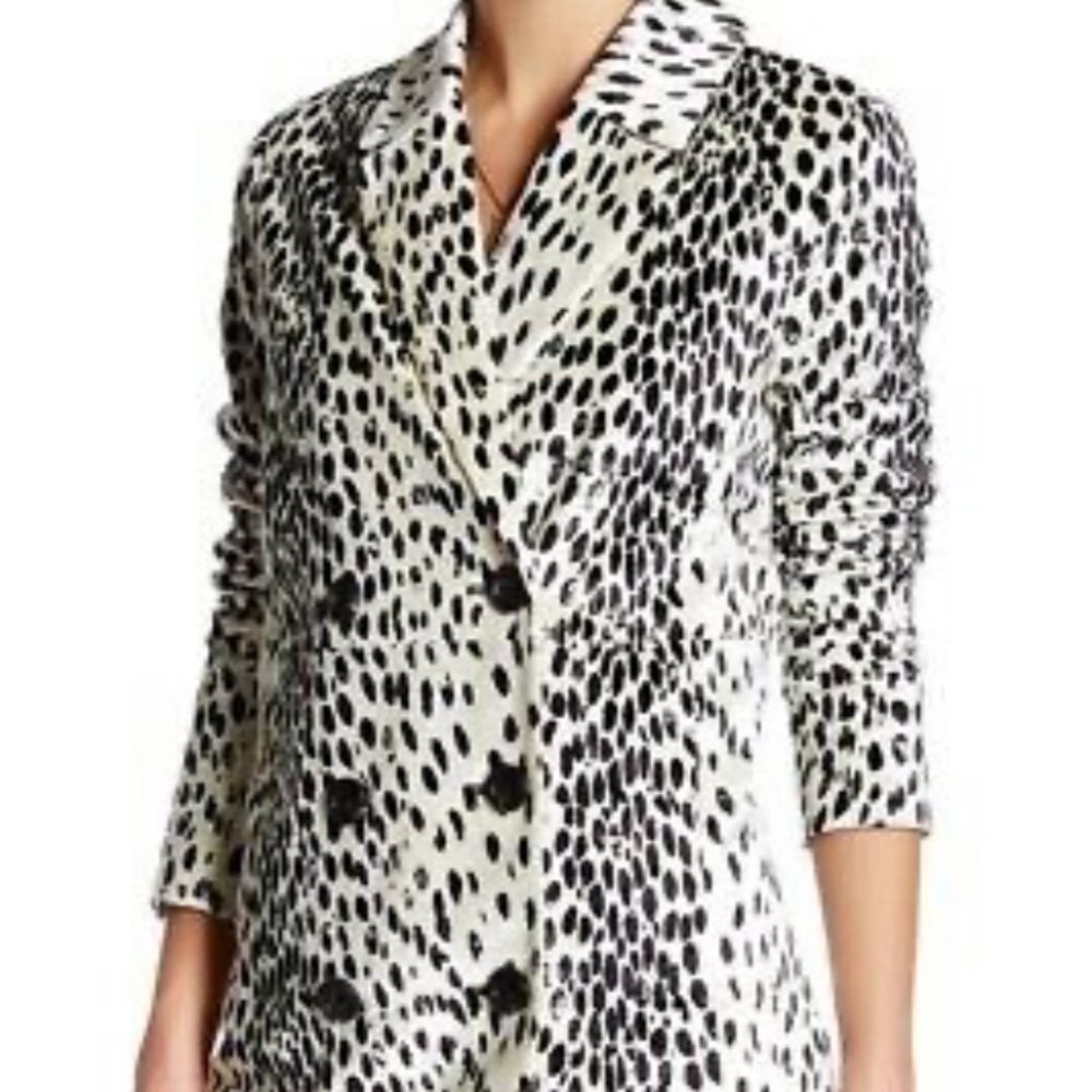 Free People Leopard Print Fur Coat Ivory Jacket - Size Medium